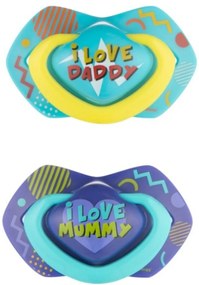 Canpol Babies 2 db szimmetrikus szilikon cumi, 0-6m, Neon Szerelem baba, kék