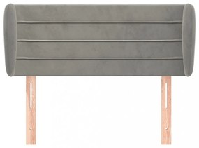 világosszürke bársony fejtámla szárnyakkal 93x23x78/88 cm