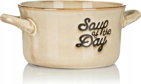 Kerámia tál bézs 500 ml retro stílus Soup of the Day konyha tál