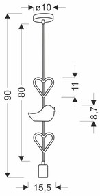 Fehér-rózsaszín gyerek lámpa fém búrával Single – Candellux Lighting