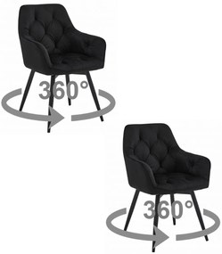 JORK360 VELVET fekete forgó étkezőszék