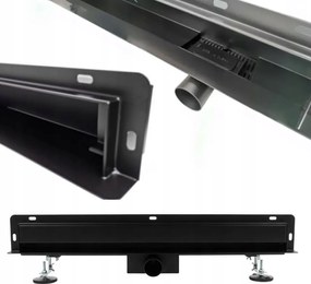 Lineáris Fali Lefolyó Fekete 120 cm 2in1 Rozsdamentes acél Zuhany