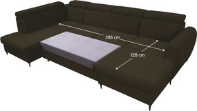 Kinyitható ülőgarnitúra, barna, jobbos, KORIO U