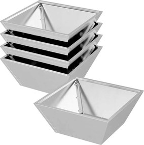vidaXL Kerti cserép 5 pcs Ezüst 40 x 40 x 15 cm Rozsdamentes acél