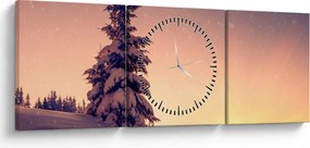 Havas fa egy réten képe (órával) (90x30 cm)