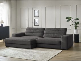 Antracitszürke bársony sarokkanapé (bal oldali-heverő résszel) Sierra – Bobochic Paris