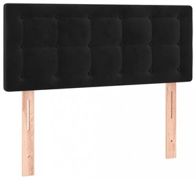 fekete bársony rugós ágy matraccal 80 x 200 cm