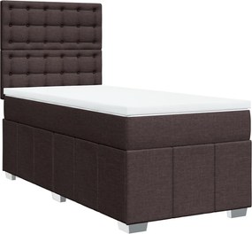 vidaXL sötétbarna szövet rugós ágy matraccal 90 x 190 cm