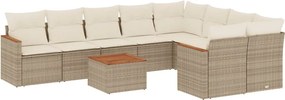 vidaXL 10 részes bézs polyrattan kerti ülőgarnitúra párnával