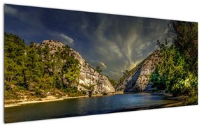 Tájkép tóval (120x50 cm)