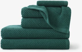 Goldea pamut frotír törölköző / fürdőlepedő micro pure - smaragdzöld 30 x 50 cm