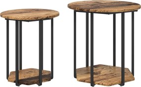 vidaXL Kisasztal készlet polcokkal 2 pcs Barna