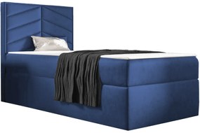St7 boxspring ágy, kék, balos (100 cm)