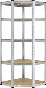 Sarokpolc garázsba 5 polc 180 x 70 x 40–70 cm 875 kg