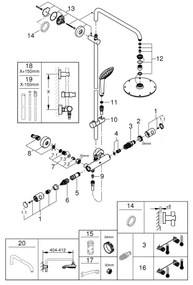 GROHE 27964000 - EUPHORIA 210 mm zuhanyrendszer, fényes króm