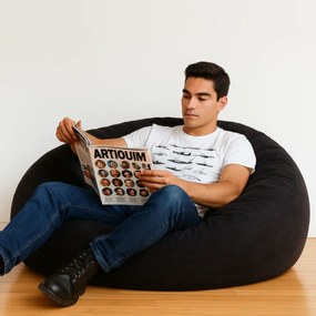 EMI gömb formájú fekete velúr babzsákfotel