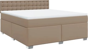 vidaXL cappuccino színű műbőr rugós ágy matraccal 180 x 200 cm