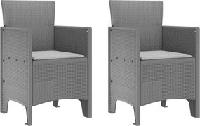 vidaXL Kerti Szék 2 pcs Világosszürke 53 x 49 x 85 cm Polipropilén