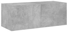 betonszürke falra szerelhető TV-szekrény LED-del 80x35x31 cm