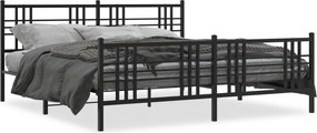 vidaXL fekete fém ágykeret fej- és lábtámlával 183 x 213 cm