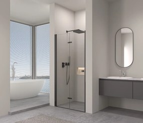 Erga Berlin, nyitható zuhanyajtó 120x195 cm, 6 mm átlátszó üveg, fekete profil, ERG-V02-BERLIN-D120-BK