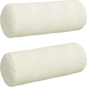 vidaXL Hengerpárnák 2 pcs Krém Ø 25 x 70 cm Bársonyos szövet