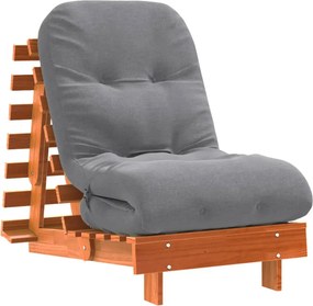 vidaXL viaszbarna tömör fenyőfa futon kanapéágy matraccal 60x206x11 cm