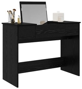 Öltöztető Asztal Tükörrel Fekete Tölgy 100x45x76 cm