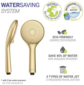 Matt aranyszínű műanyag gazdaságos zuhanyfej ø 11 cm Watersaving System – Wenko