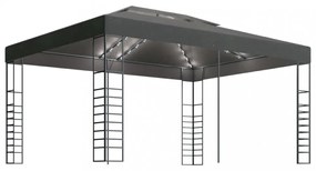 antracitszürke pavilon LED fényfüzérrel 3 x 4 m