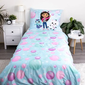 Egyszemélyes mikroszálas gyerek ágyneműhuzat 140x200 cm Gabby's Dollhouse "bubbles" – Jerry Fabrics