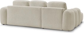 Bézs buklé kinyitható-tárolóhelyes sarokkanapé (bal oldali-heverő résszel) Montaigne – Bobochic Paris