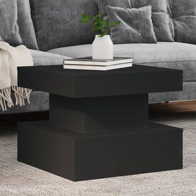 Fekete dohányzóasztal LED-lámpákkal 50 x 50 x 40 cm