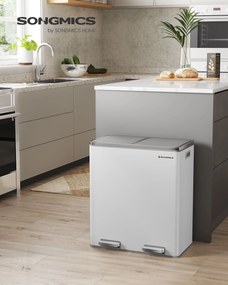 Szelektív szemeteskuka 2x30L, fehér