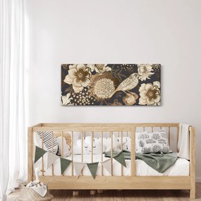 Sötét alapon arany virágok képe (120x50 cm)