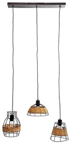 Csillár zsinóron TUNIS 4xE27/40W/230V fekete/barna