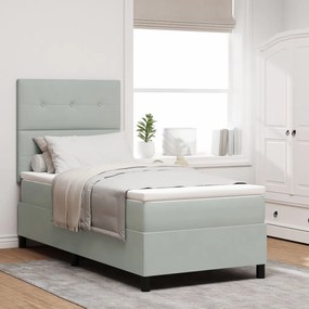 Boxspring Ágy Matrac Különböző Szürke Egyágyas Bársonyos