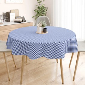Goldea pamut asztalterítő - kék - fehér kockás - kör alakú Ø 110 cm
