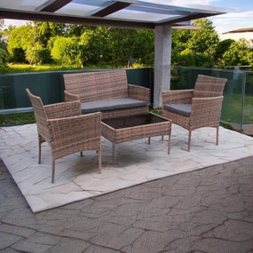 Elegáns rattan kerti kanapé szett asztallal