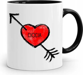 Bögre Fekete Ajándék Néni Szívecske nyomott mintával