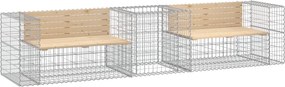vidaXL tömör fenyőfa kerti pad gabion kosárral