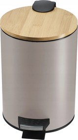 Fürdőszobai Szemetes Kosár Kicsi 3L Fürdőszobai Pedálos Bambusz Bézs Matt