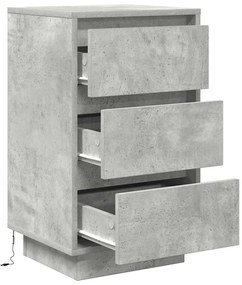 betonszürke éjjeliszekrény LED-világítással 38x34x65 cm