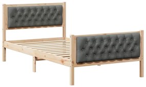 Ágykeret fejtámlával Sötétszürke 100 x 200 cm Tömör fenyőfa