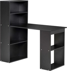 HOMCOM számítógép asztal tárolóval, 6 nyitott rekesszel, számítógép asztal hálószobába, stúdióba, 120 x 55 x 120 cm, fekete | Aosom