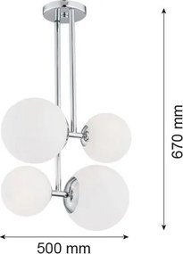 ARGON 1646 ASPEN Glamour Mennyezeti Lámpa Króm, Opál Szőnyeg E27 IP20