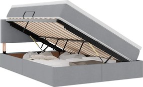 vidaXL Ágy tárolóval és matraccal Világosszürke 140 x 190 cm Faanyag