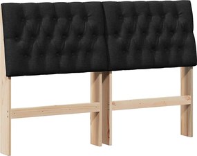 vidaXL Kárpitozott fejtámla Fekete 140 cm Tömör fenyőfa