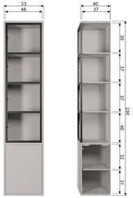 Világosszürke borovi fenyő tálalószekrény 53x230 cm Basic – vtwonen