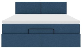 Ottomán ágy matraccal kék 140x190 cm szövet